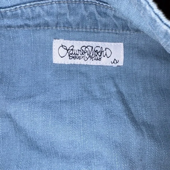 RARE! Lauren Moshi Sloane Love You Forever long-sleeve button-up denim shirt S - Picture 7 of 7